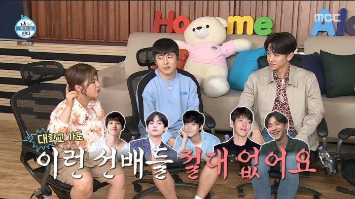 Para pembawa acara I Live Alone saat membicarakan V BTS