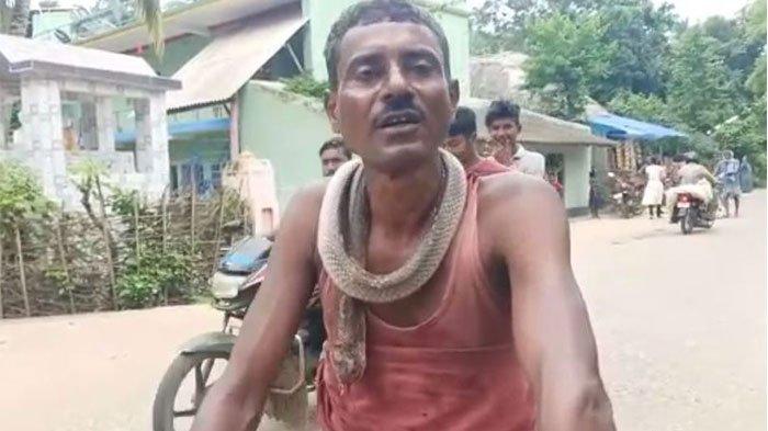 Pria gigit balik ular yang mematuk dirinya