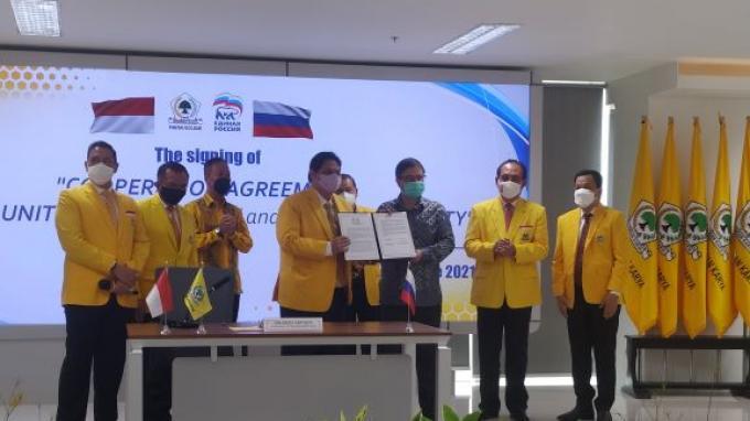 Golkar Teken Perjanjian Kerjasama dengan United Russia Party, Partai Presiden Rusia Vladimir Putin