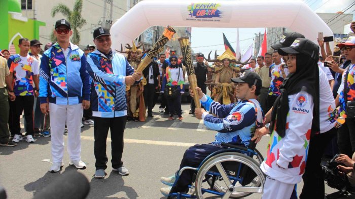 Seremonial Pawai Obor Asian Para Games 2018 di Pangkalpinang