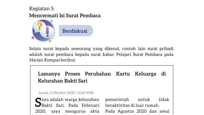 Kunci Jawaban Bahasa Indonesia Kurikulum Merdeka Kelas 7 Halaman 185, Mencermati Isi Surat Pembaca