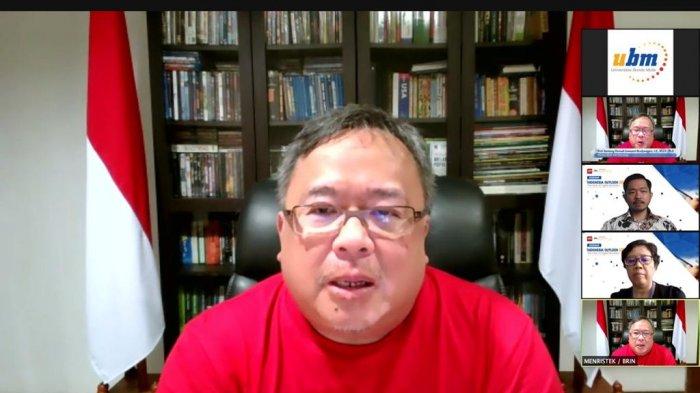 MenristekKepala BRIN Bambang PS Brodjonegoro di acara Webinar Indonesia Outlook 2021: The Year of Digital Business Universitas Bunda Mulia, Jakarta