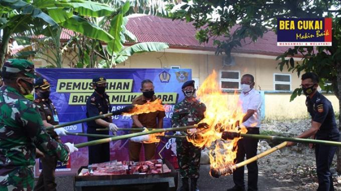 Bea Cukai Sabang dan Bea Cukai Sintete Musnahkan Barang Ilegal Senilai Miliaran Rupiah