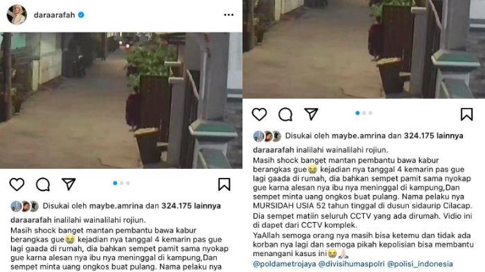 Brankas Dara Arafah Dibawa Kabur Mantan ART, Pelaku Sempat Matikan CCTV