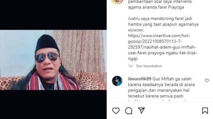 Gus Miftah memberikan klarifikasi usai dituding telah mengintervensi agama Farel Prayoga. Saat itu Farel dan Gus Miftah sedang menjadi bintang tamu dalam acara pengajian di Banyuwangi.