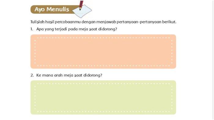 Apa yang Terjadi pada Meja saat Didorong? Buku Tema 8 Kelas 4 Halaman 8 dan 9