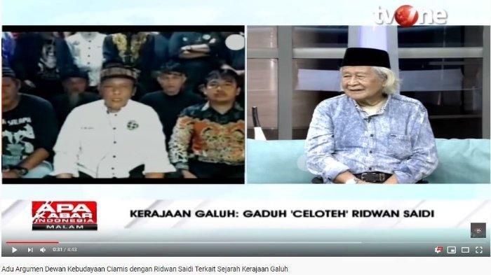 Debat Babe Ridwan Saidi dengan Yat Rospia Brata soal Kerajaan Galuh: Kalau Minta Ongkos, Kami Siap