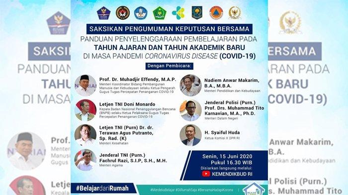 Link Live Streaming Pengumuman Keputusan Penyelenggara Pembelajaran Tahun Ajaran Akademik Baru