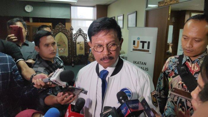 Menkominfo Johnny G. Plate di Gedung Dewan Pers, Jalan Kebon Sirih, Jakarta Pusat, Selasa (10/3/2020).