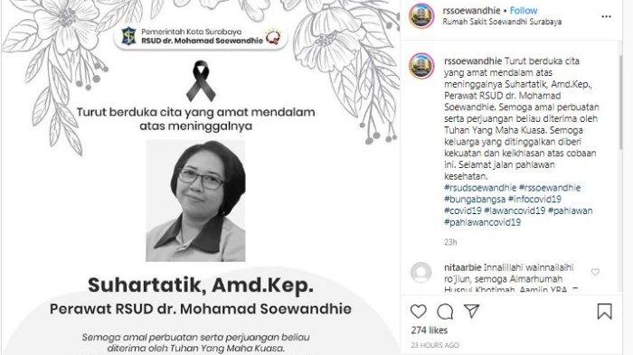 Perawat Meninggal di Surabaya karena Covid-19, Riwayat Penyakit hingga Jalani Rapid Test 2 Kali