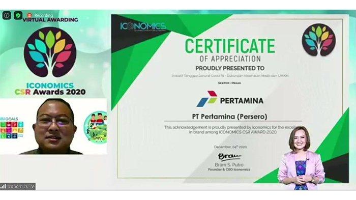 Aktif Terlibat Penanggulangan Covid-19, Pertamina Raih Iconomics CSR Award 2020