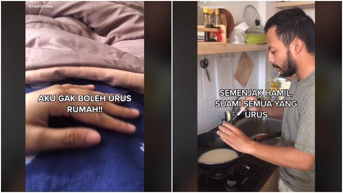 Sosok suami yang membantu sang istri menggantikan pekerjaan rumah tangga di rumah menjadi viral di sosial media. (Tiktok.com/@naddyadea)