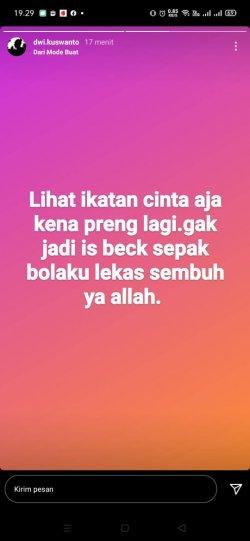 Tangkapan layar story Instagram kiper Tira Persikabo, Dwi Kuswanto