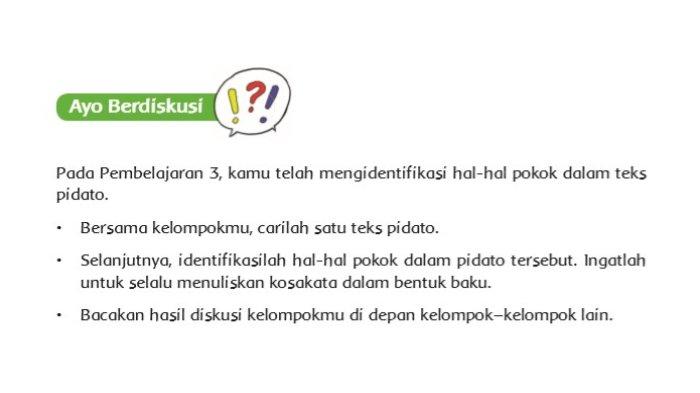 Identifikasilah Hal-Hal Pokok dalam Pidato, Buku Tema 7 Kelas 6 Halaman 36