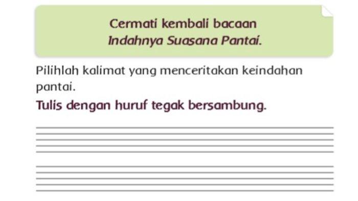 Pilihlah Kalimat yang Menceritakan Keindahan Pantai, Buku Tema 8 Kelas 1 Halaman 19