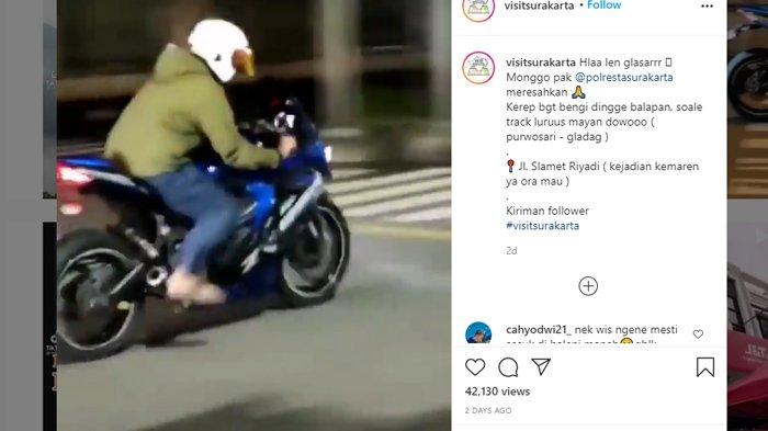 Tangkap layar video viral aksi kebut-kebutan di Jalan Slamet Riyadi.