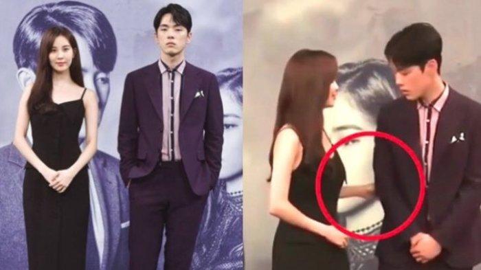 Kim Jung Hyun dan Seohyun SNSD saat konferensi pers drama Time (2018)