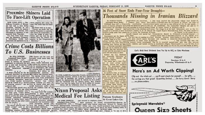 Berita mengenai badai salju di Iran pada 1972