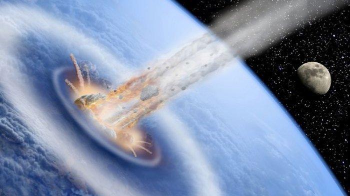 Ilustrasu asteroid menghantam bumi. Fenomena hujan meteor yang terjadi di bulan Mei tahun ini, dikaitkan dengan peristiwa Dukhan sebagai tanda-tanda akhir zaman.