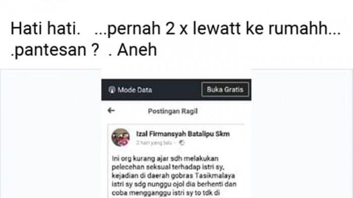 Korban pelempar sperma oleh seorang pria di Kota Tasikmalaya ramai-ramai posting di media sosial.(KOMPAS.COM/IRWAN NUGRAHA)