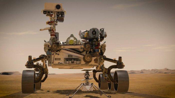 Pada bulan Februari 2021, NASA Mars 2020 Perseverance dan Helikopter Ingenuity NASA (ditampilkan dalam konsep seniman) akan menjadi dua penjelajah terbaru agensi di Mars. Keduanya dinamai oleh siswa sebagai bagian dari kontes esai.