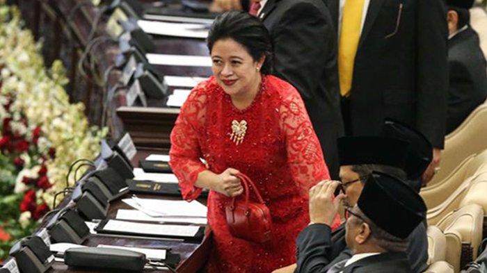 Puan Maharani saat pelantikan anggota DPR, DPD, dan MPR periode 2019 - 2024 pada sidang paripurna di Kompleks Parlemen, Senayan, Jakarta, Selasa (1/9/2019).