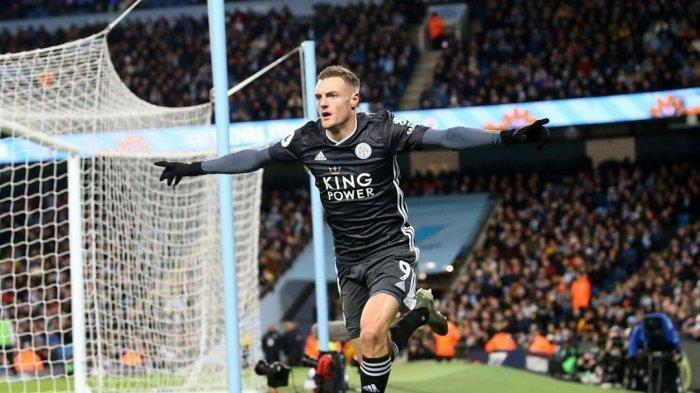 Selebrasi Jamie Vardy Seusai Bobol gawang Manchester City