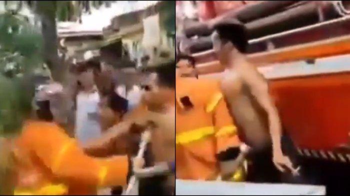 viral petugas damkar diamuk warga di Kutai Timut