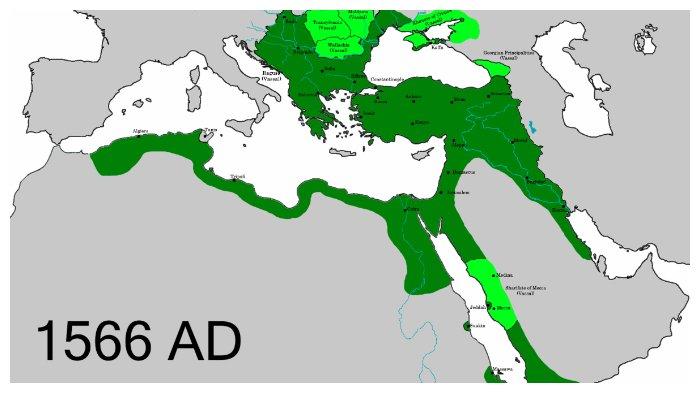Wilayah kekuasaan Imperium Turki Utsmani ketika Sulaiman Yang Agung mangkat