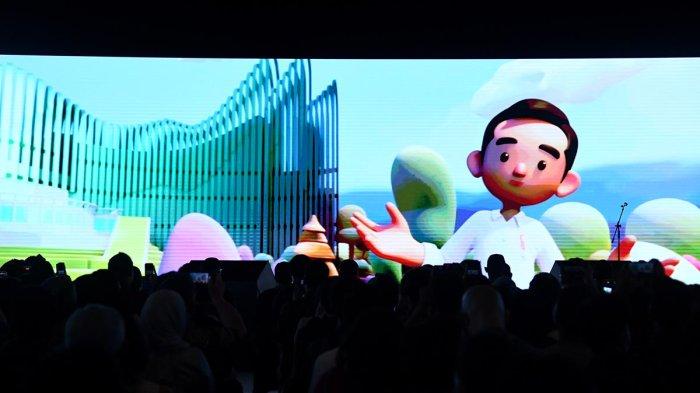 Presiden Jokowi dalam bentuk Avatar tampil memperkenalkan Jagat Nusantara digelar di The Ballroom Djakarta Theater, Jakarta, Jumat (28/10/2022).