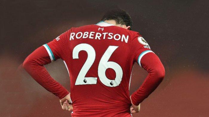 Bek kiri Liverpool Andy Robertson kecewa dengan kekalahan timnya dari Brighton