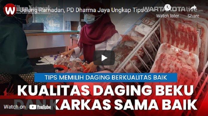 Daging yang dijual PD Dharma Jaya di DJ House Meet, Cakung, Jakarta Timur, Senin (12/4/2021).