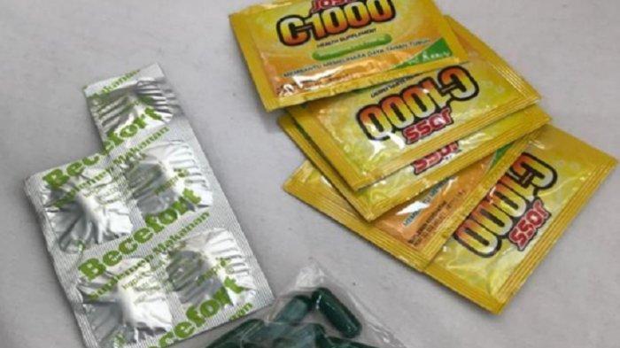 Vitamin yang diterima pasien isolasi Covid-19 di Wisma Atlet.