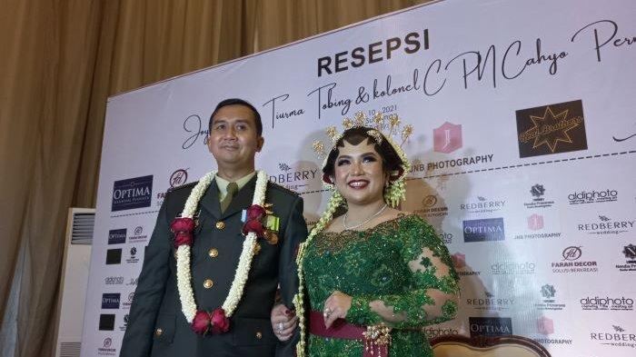 Acara resepsi pernikahan Joy Tobing dan Cahyo Permono digelar di Ballroom Panti Perwira, Balai Sudirman, Tebet, Jakarta Selatan, Minggu (31/10/2021).