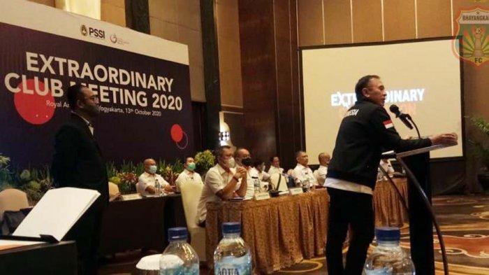 Ketum PSSI, Mochamad Iriawan saat acara pertemuan dengan PT LIB dan Manajer Tim klub Liga 1 di Jogjakarta