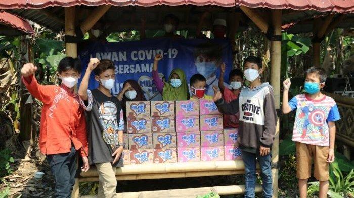 Peluncuran Susu Milk-Ido disertai program donasi paket susu ke RS Darurat Penanganan Covid-19 Wisma Atlet, Kemayoran, Jakarta Pusat, serta sejumlah panti asuhan dan komunitas anak, Kamis (8/7/2021).
