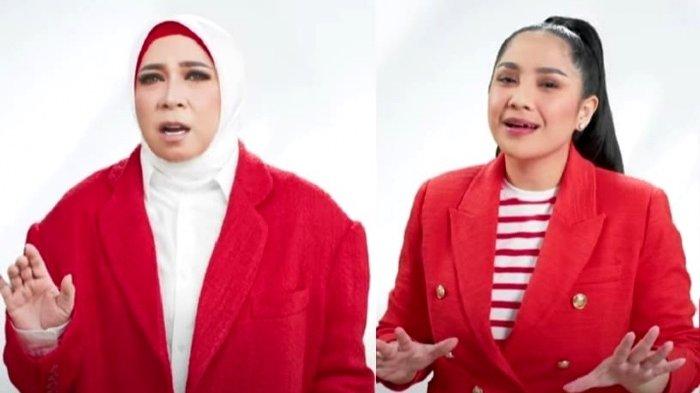 Nagita Slavina, Melly Goeslaw, Lesti Kejora dan Celine Evangelista menyanyikan ulang lagu Rumah Kita yang dipopulerkan God Bless sebagai kado HUT ke-77 RI, Rabu (17/8/2022).