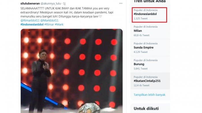 Trending Indonesia Idol dimana Rimar Callista juaranya. Rimar juara Indonesian Idol edisi 2021