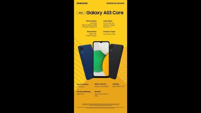 Spesifikasi Samsung Galaxy A03 Core.