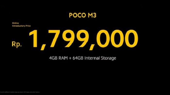 Xiaomi Poco M3 varian 4 GB/64 GB, harga perkenalan Rp 1.799.000