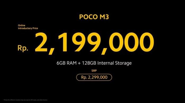 Xiaomi Poco M3 varian 6 GB/128 GB, harga perkenalan Rp 2.199.000