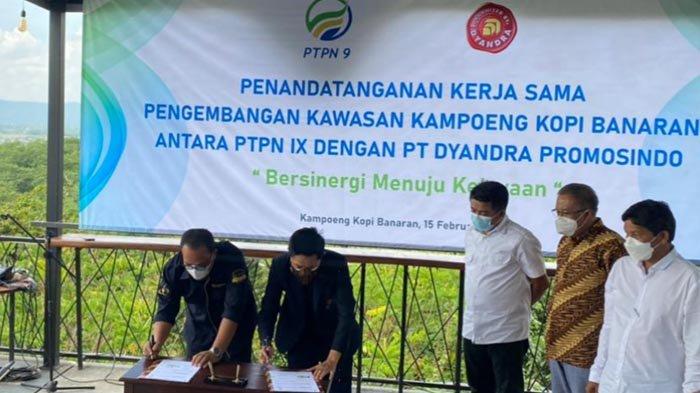 Penandatanganan kesepakatan kerja sama PTPN IX dengan PT Dyandra Promosindo, dalam hal pengelolaan Kampoeng Kopi Banaran.