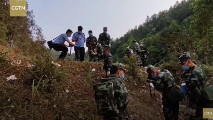 Lokasi jatuhnya Pesawat Boeing 737-800 milik maskapai penerbangan di China yakni China Eastern Airlines mengalami kecelakaan di daerah pegunungan di Guangxi pada Senin (21/3/2022).