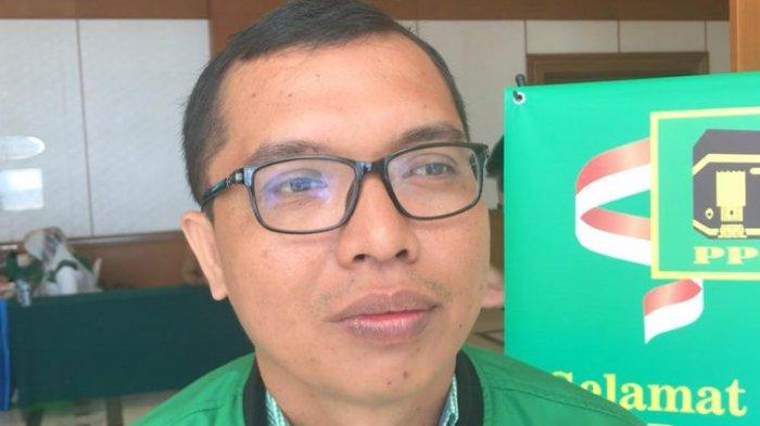 Achmad Baidowi di lokasi Mukernas V PPP, Hotel Grand Sahid Jaya, Jakarta, Sabtu (14/12/2019).