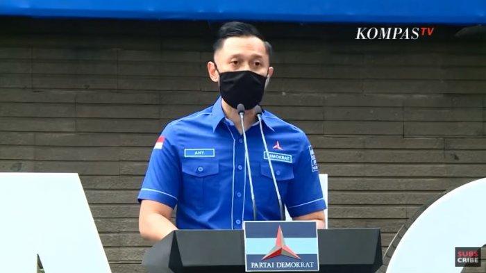 Ketua Umum Partai Demokrat Agus Harimurti Yudhoyono (AHY) dalam konferensi pers, Senin (1/2/2021).