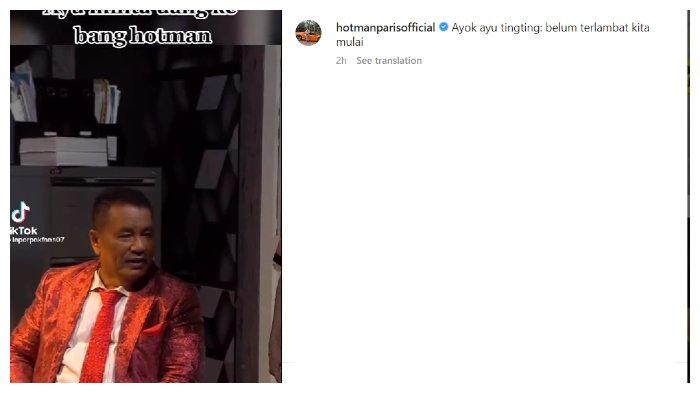 Hotman Paris saat menjadi bintang tamu acara Lapor Pak! Trans7. Hotman Paris tampak terus menggoda pedangdut Ayu Ting Ting.