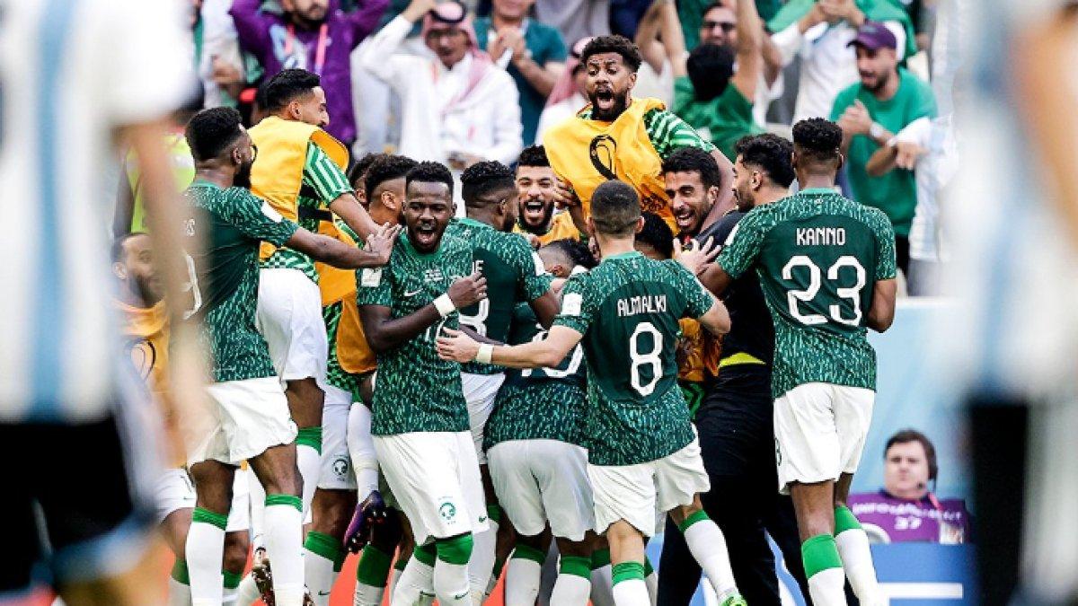 Selebrasi gol Arab Saudi ke gawang Timnas Argentina di laga perdana grup C Piala Dunia 2022. Momen menegangkan di laga Argentina vs Arab Saudi di laga Grup C Piala Dunia 2022.