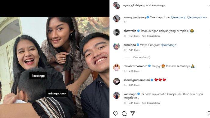 Tangkapan layar unggahan anak kedua Presiden Joko Widodo (Jokowi), Kahiyang Ayu, Minggu (21/8/2022). Unggahan Kahiyang diduga sebagai sinyal rencana pernikahan Kaesang dan Erina Gudono.