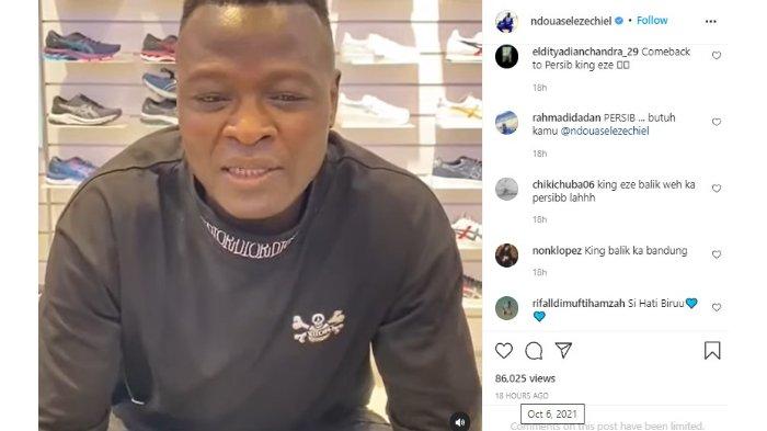 Bobotoh meminta Ezechiel Ndouasel untuk kembali membela Persib Bandung di paruh Liga 1 2021 dalam akun Instagram @ndouaselezechiel pada Rabu (6/10/2021).