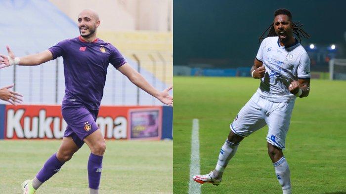 Bomber asing Persik Kediri, Youssef Ezzejjari (kiri) pada unggahan Instagram @9yossef, 19 Desember 2021 dan striker Arema FC, Carlos Fortes (kanan) pada unggahan akun Instagram @carlosfortes99oficial, 16 Februari 2022